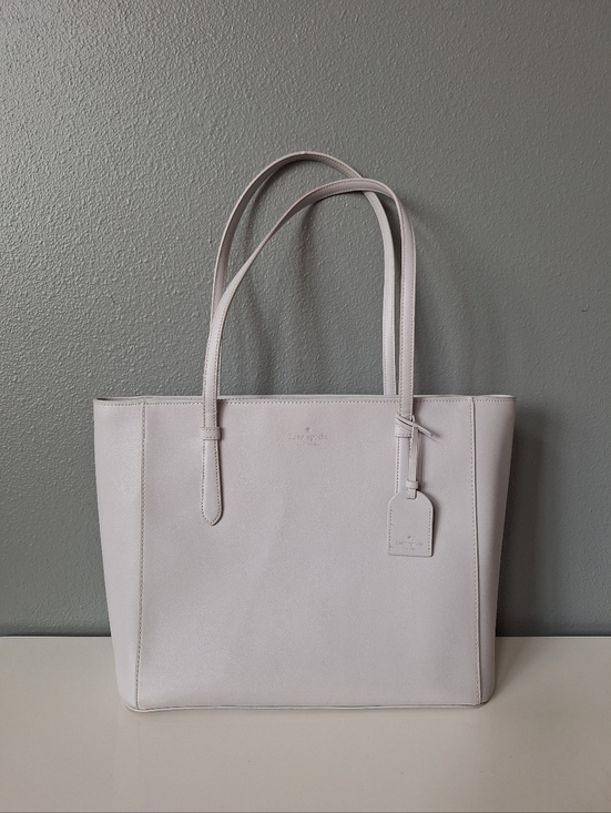 kate spade Handbags - Kate Spade Gray Saffiano Leather Tote Bag Minimalist Work Laptop Bag